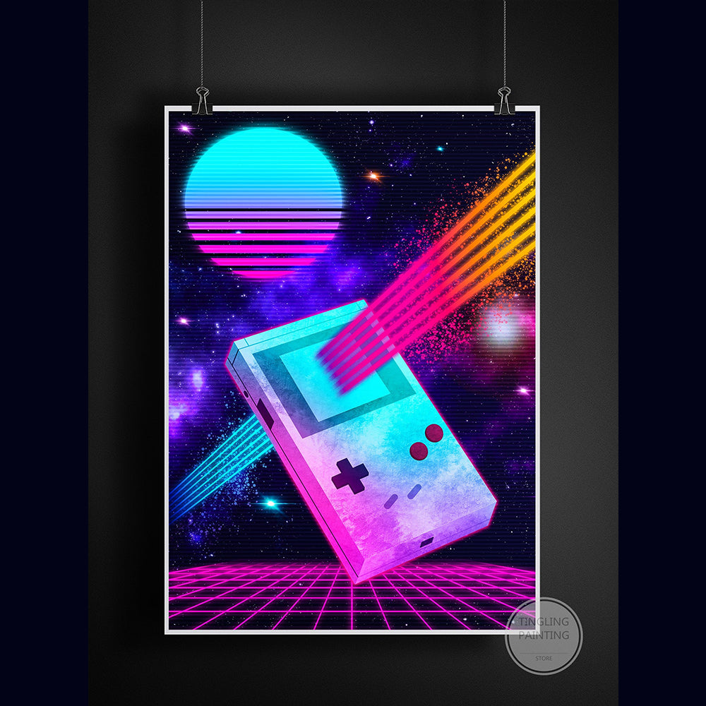 Retro Neon Gaming Canvas Poster