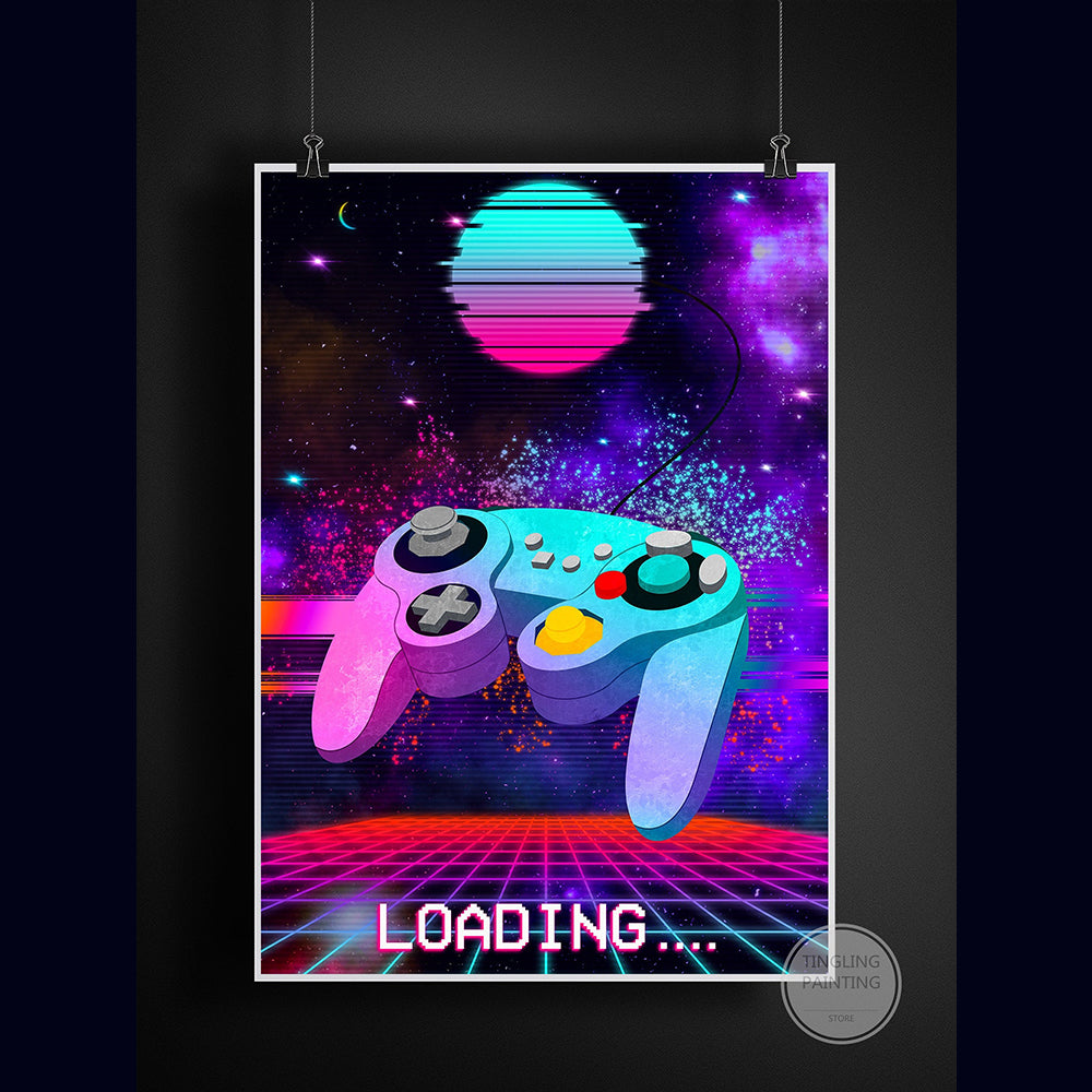 Retro Neon Gaming Canvas Poster