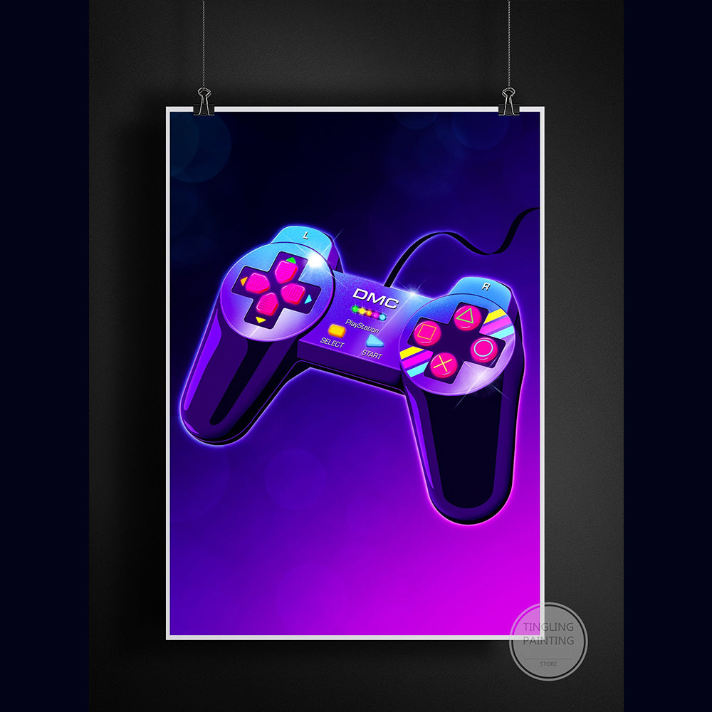 Retro Neon Gaming Canvas Poster