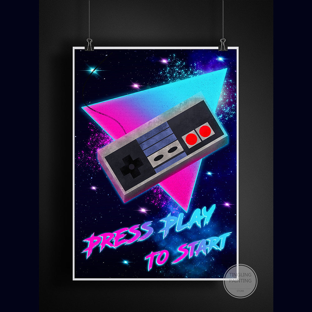 Retro Neon Gaming Canvas Poster
