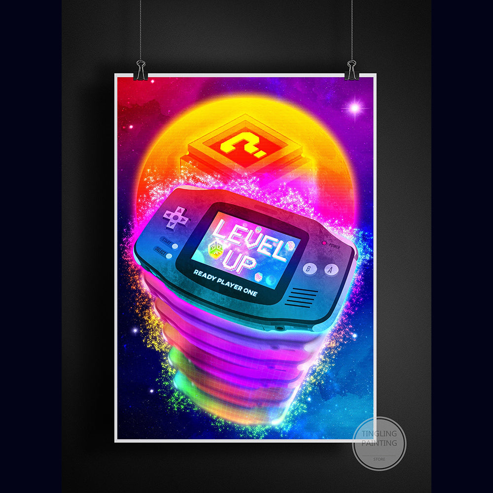 Retro Neon Gaming Canvas Poster
