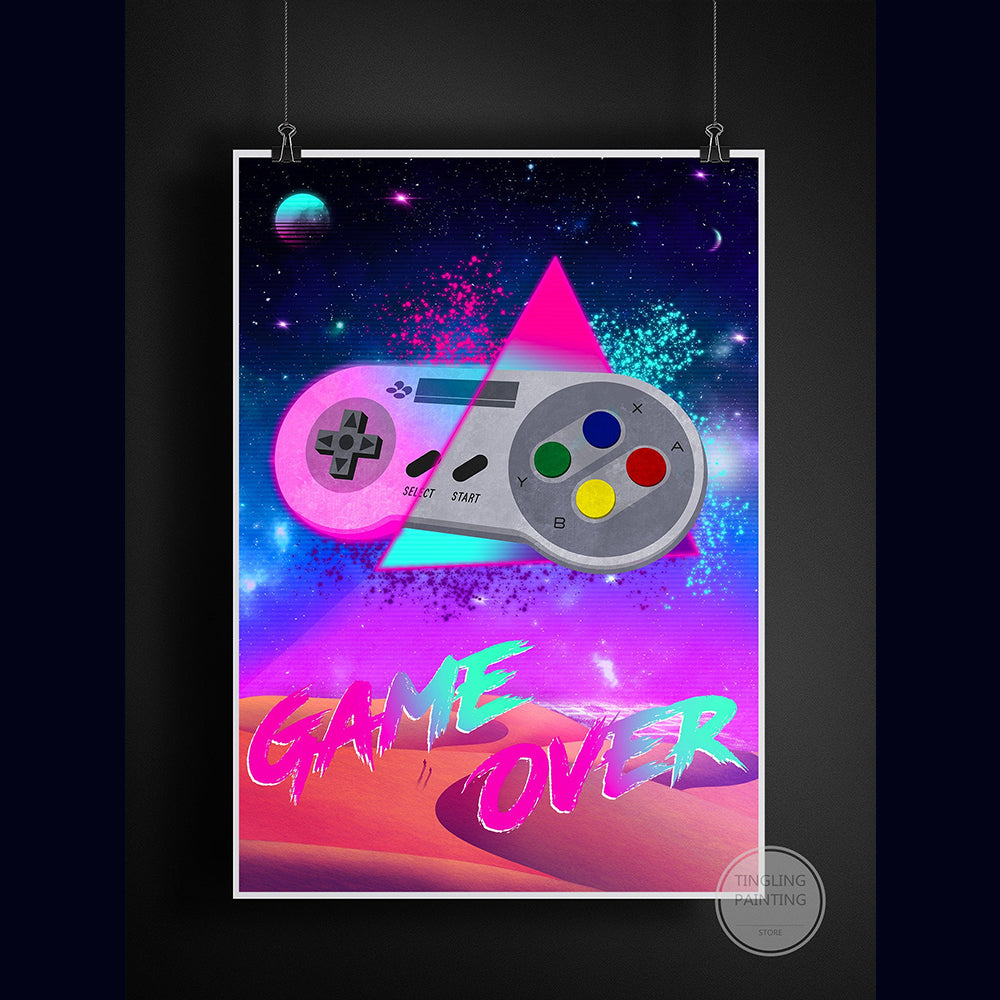 Retro Neon Gaming Canvas Poster
