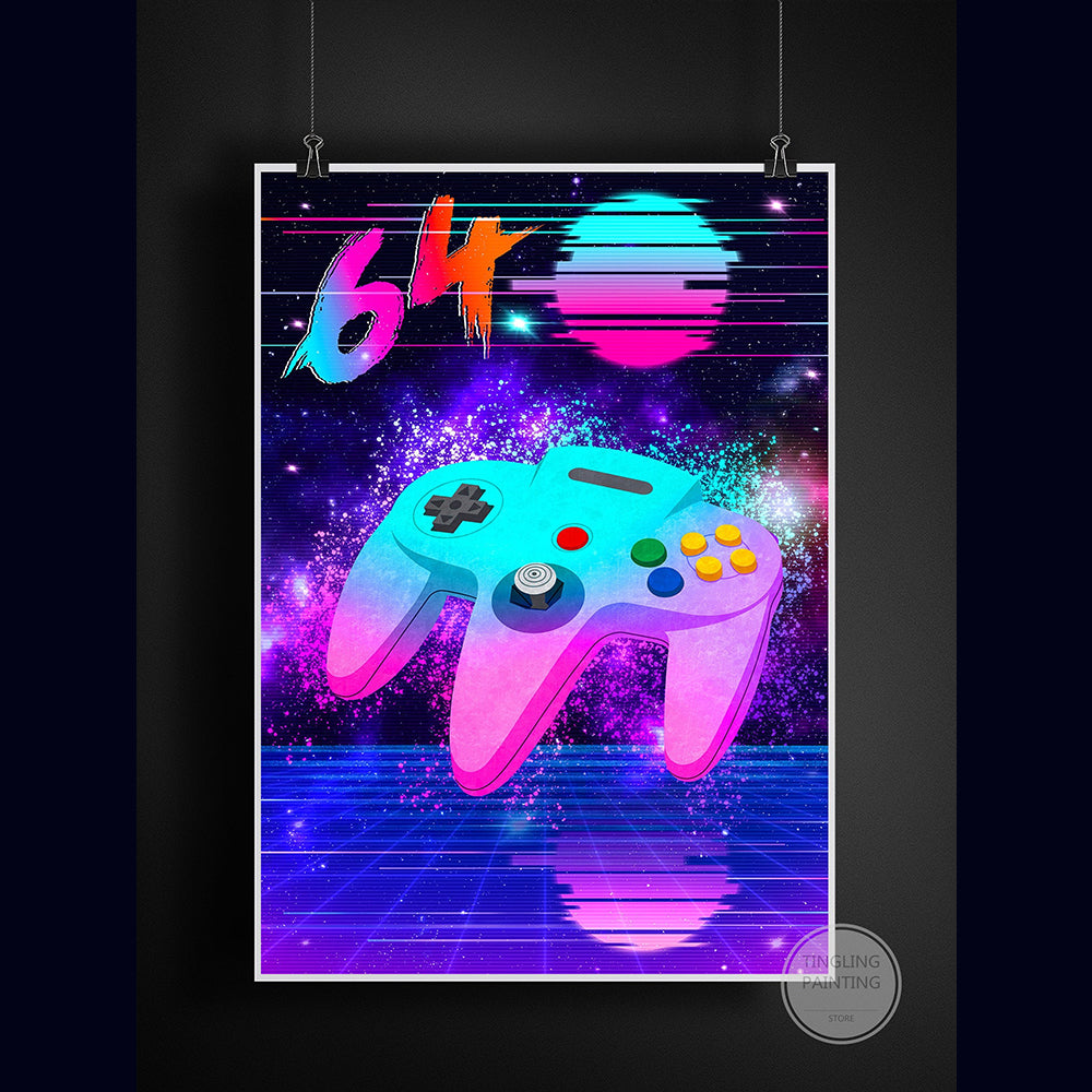 Retro Neon Gaming Canvas Poster